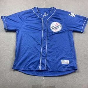 Los Angeles Dodgers Jersey Mens 2XL Blue MLB Baseball Dynasty Button Front